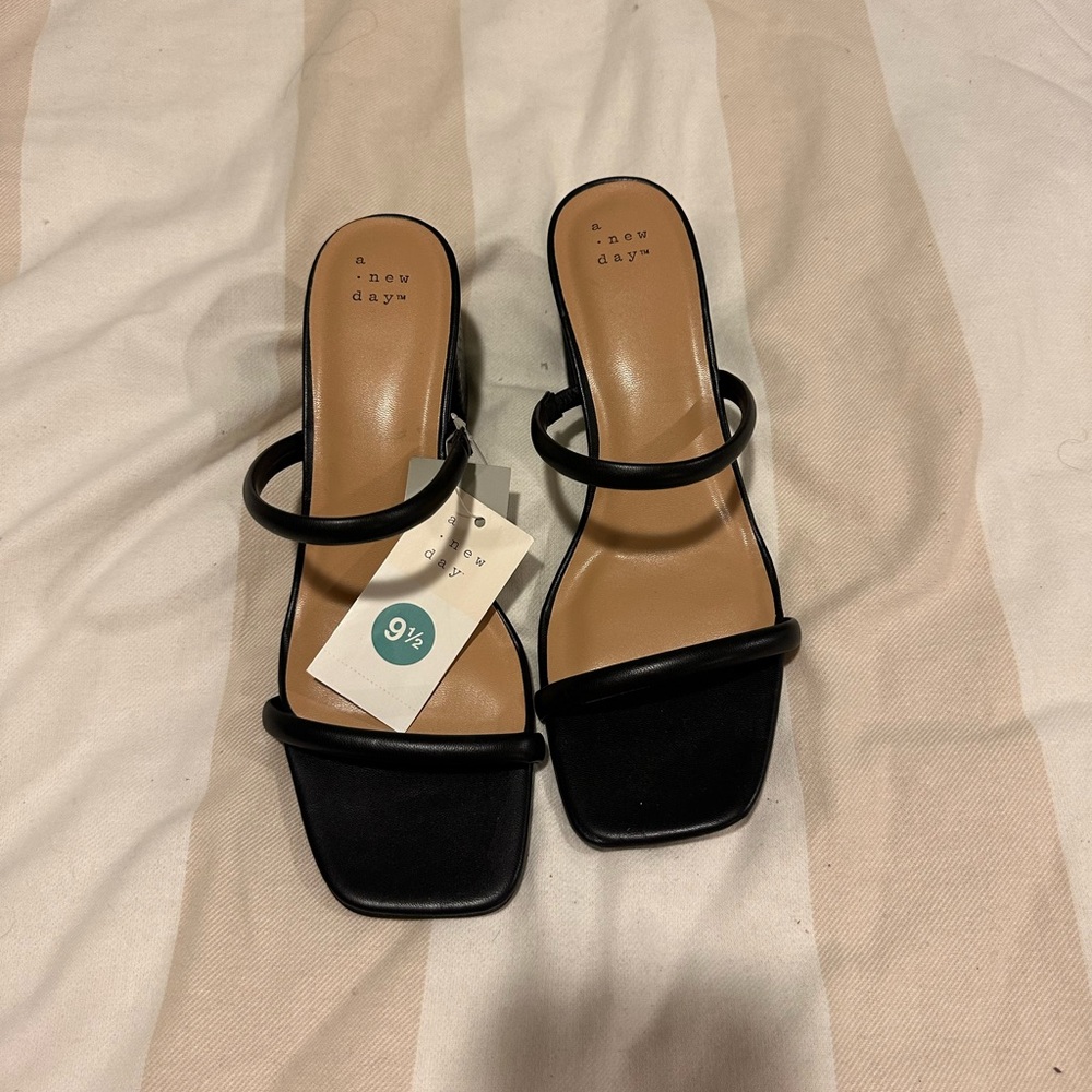 A New Day Black Strappy Heels